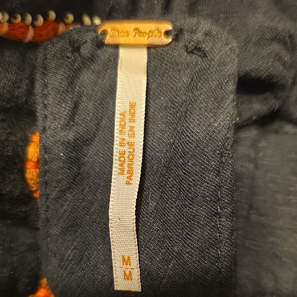 Free People Black and Orange Embroidered Crop Top - Picture 2 of 8